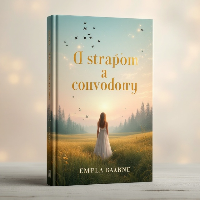An ethereal, surreal landscape depicting a woman standing at the edge of a verdant forest, transitioning into an expansive open field. The sky is imbued with soft pastel hues of dawn, symbolizing freedom and new beginnings. Silhouettes of birds flutter above her, and gentle, swirling light patterns surround the woman to suggest a sense of relief and lightness.