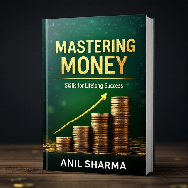 The cover features an upward-reaching stack of coins transforming subtly into ascending arrows, symbolizing growth and prosperity in finance. The background is a gradient from deep forest green at the bottom to a lighter emerald at the top, evoking a feeling of wealth and success. An overlay of faintly embossed numerical patterns adds depth.