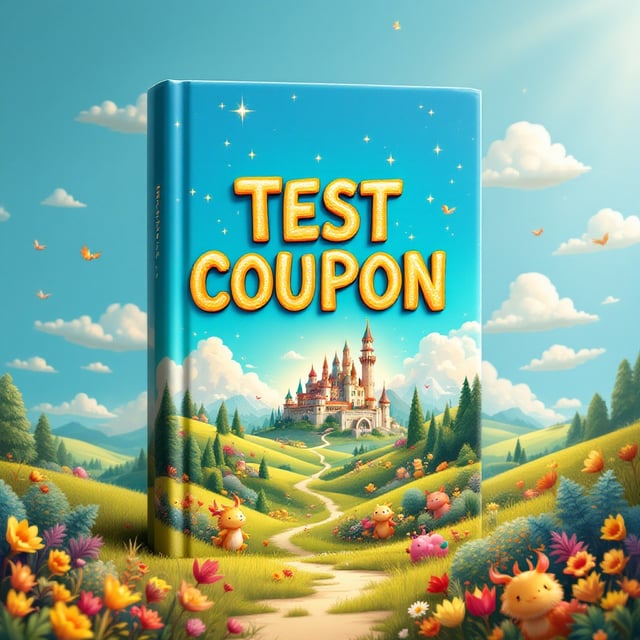 A vibrant and whimsical fantasy landscape featuring a sparkling castle in the distance surrounded by lush, rolling hills bathed in warm, golden sunlight. The sky is filled with whimsical floating islands and colorful clouds, with a group of happy, mythical creatures playfully gathering in the foreground.