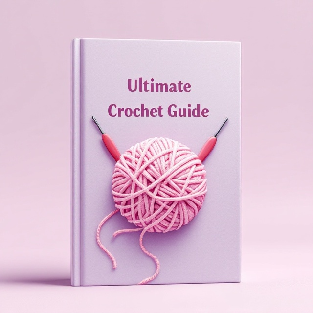 A simple yet elegant illustration of a ball of pastel pink yarn unraveling to form a charming little amigurumi figure in the center. Crochet hooks are artistically intertwined with the yarn, creating a sense of craftsmanship and creativity. The background exudes warmth and coziness with a soft lavender hue, enhancing the inviting atmosphere. Surfaces are adorned with subtle, cozy handmade textures, appealing to a sense of touch.