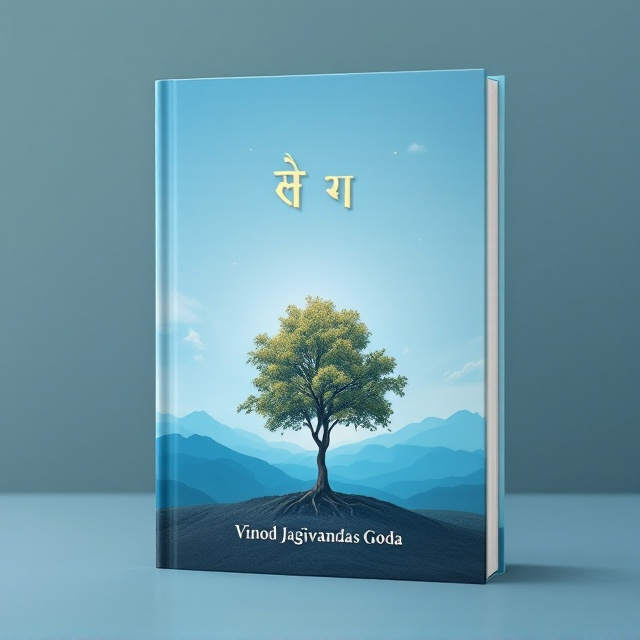 A serene blue sky with subtle clouds as the background, with a solitary tree rooted firmly in the earth, evoking a sense of grounded spirituality and contemplation. A soft gradient emanates from the horizon, giving the impression of dawn, symbolizing enlightenment and new beginnings.