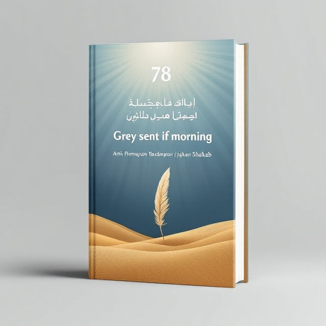 The cover features a radiant gradient transitioning from Persian blue at the top to sandy gold at the bottom, embodying the essence of Persian culture meeting modernity. Centered at the top is the number “78” in elegant Persian numerals, followed by the title in bold white text. Below the title, the poet’s name appears in a smaller elegant serif font, sitting gracefully above a subtle, delicate Persian quill illustration. Just below, in even finer font, the translator’s name is listed.
