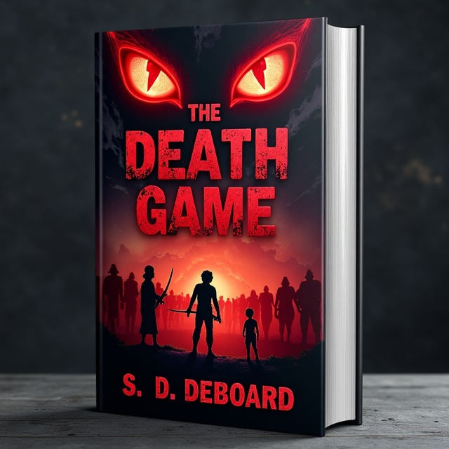 The cover features a dramatic night setting with two ominous red snake eyes glaring at the top, casting an eerie glow. Below, a silhouette of a determined Bowman stands poised to shoot, leading the eye downward to a tense scene where a young boy with a sword stands protectively in front of another boy. The background is filled with looming silhouettes of dark red medieval soldiers, casting long shadows against a hazy black and red backdrop.