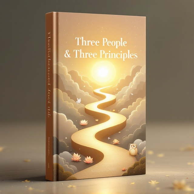 A serene illustration of three interconnected paths, each leading towards a radiant light, symbolizing the journey to heaven. The paths are depicted in shades of beige and soft skin tones, intertwining among gentle symbols of wisdom like an owl, a lotus, and a dove. A peaceful landscape forms the background, with a subtle glow emanating from the top of the cover.