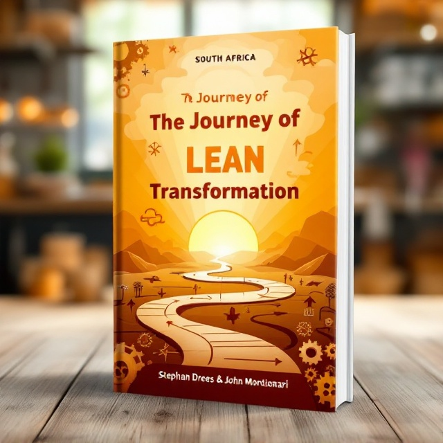 The cover features a bakery setting with warm tones of orange and yellow. An oven and bakery tools are subtly integrated in the background, while a pathway resembling a flowchart runs across the cover. Gears and arrows suggest movement and transformation. A sunrise breaks through clouds at the top, symbolizing clarity and hope. A subtle outline of South Africa is included.