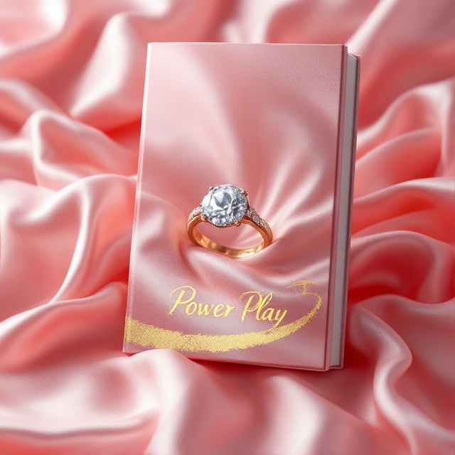 A central image of an exquisite diamond ring resting slightly askew amidst folds of luxurious soft pink silk, partially shrouded in shadows to create depth and intrigue. A delicate gold brushstroke arcs gracefully across the lower third, adding a hint of opulence and continuity in the design.