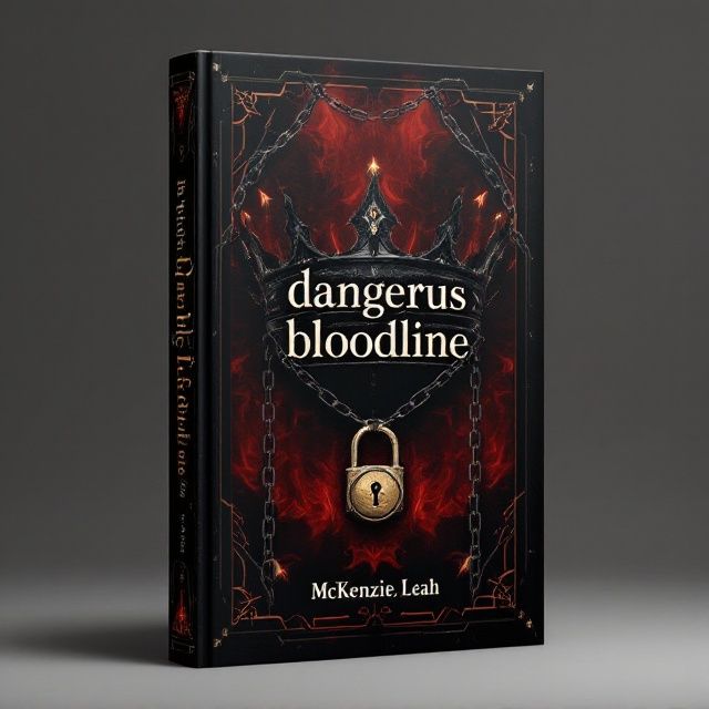 The cover features a dominant black background, with a large, ornate black crown positioned in the center. The crown is enshrouded in red and gold hues, giving it a regal yet mysterious aura. Chains intertwine around the crown with a prominent lock hanging at the front, signifying secrets and danger. A subtle gradient of red mist surrounds the crown, adding to the sense of mystery and intrigue.