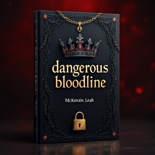 The cover features a large, intricately designed black crown in the center, adorned with red and gold jewels. Surrounding the crown, dark, heavy chains drape over a mysterious background of deep red shadows. A subtle lock is positioned at the bottom, its golden sheen catching light and adding an element of intrigue. The overall ambiance is dark and captivating, embodying a sense of mystery and danger.