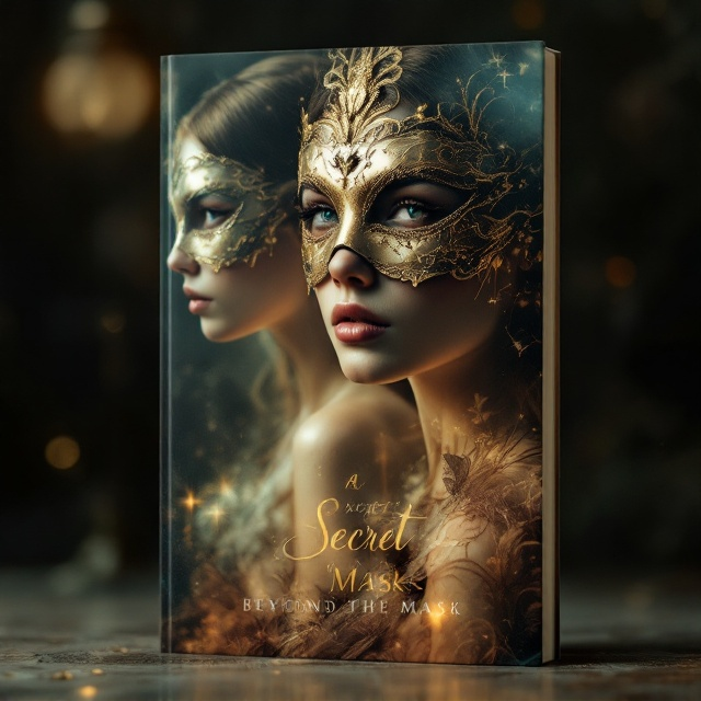 The cover features two versions of the same 20-year-old girl, depicted as ethereal and dreamlike figures, facing different directions. One girl prominently wears a captivating gold masquerade mask, symbolizing mystery and allure. Positioned prominently and in focus, a cute 21-year-old boy stands in the foreground, adding a contrasting vitality and presence. The girls are faded gently into the background, creating a layered, enigmatic atmosphere.