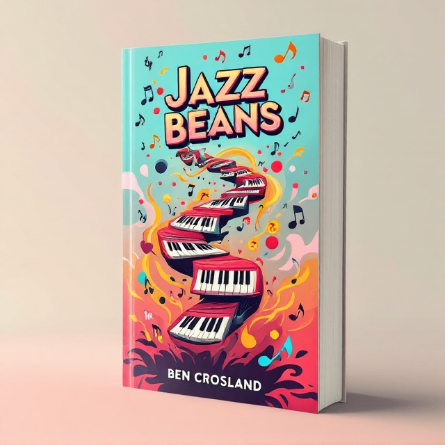 A vibrant cover featuring a stylized, vector-graphic illustration of a small, red piano keyboard cascading down the center. Swirling trails of colorful music notes and abstract shapes dance around the keyboard, capturing the essence of jazz music. The background is a subtle blend of soft, muted colors to enhance the prominence of the keyboard and the lively elements without being too busy.