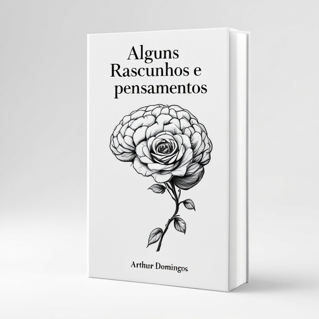 The cover features a meticulously sketched black and white illustration of a human brain intertwined with a rose. The rose's delicately drawn petals emerge from the brain, signifying a blend of thought and emotion. The background is kept stark white to emphasize the detailed line work, providing a clean and minimalist aesthetic that resonates with the themes of calmness and affection.