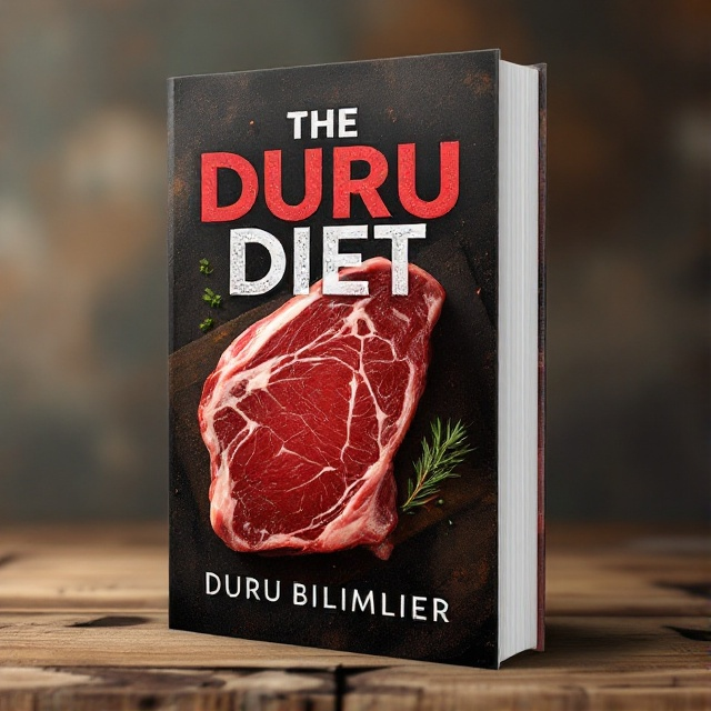A raw and striking image of a slab of meat taking center stage on the cover, showcasing texture and boldness. The background features a subtle texture resembling a wooden cutting board, evoking a sense of culinary authenticity. The colors are earthy and rich, with deep reds and browns to enhance the feeling of robustness and strength.