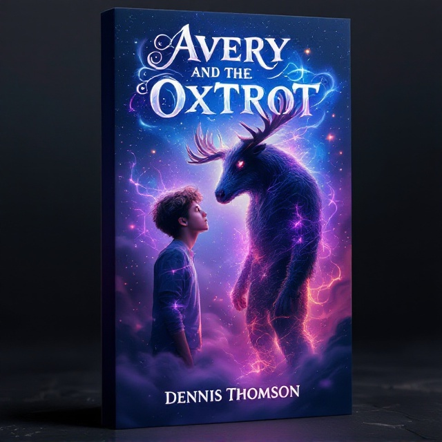 The cover features a surreal scene where the young man and the ox-headed god with moose antlers and a lizard tail stand in the center, their figures partially overlapping and shimmering with ethereal energy to suggest a body swap. The vibrant colors swirl around them in a magical aura, and a twilight sky with hints of stars forms the backdrop. Both characters have wide eyes and slightly open mouths to highlight surprise and awe. Wisps of fog intertwine with the shimmering aura, adding to the mystery and otherworldliness.