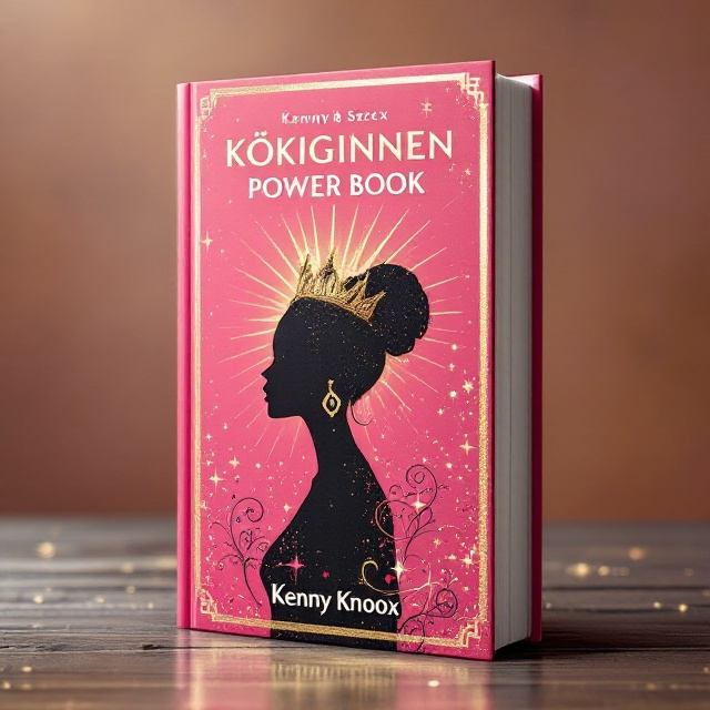 The cover features a striking silhouette of a confident queen-like figure at the center, outlined with a shimmering gold border against a vibrant pink background. Delicate abstract swirls and sparkles surround the figure, adding a sense of energy and movement. At the top, golden rays extend outward, representing empowerment and transformation.