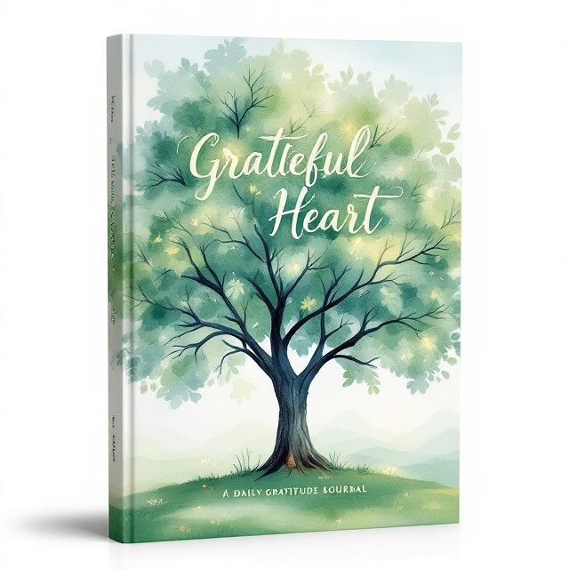 A serene watercolor illustration of a large, sprawling tree dominates the center of the cover. Its leaves are various shades of green, softly blending into one another, suggesting growth and tranquility. The background consists of a subtle gradient transitioning from light jade at the top to a deeper emerald at the bottom. Delicate hints of sunlight peek through the branches, adding warmth and a feeling of mindfulness.