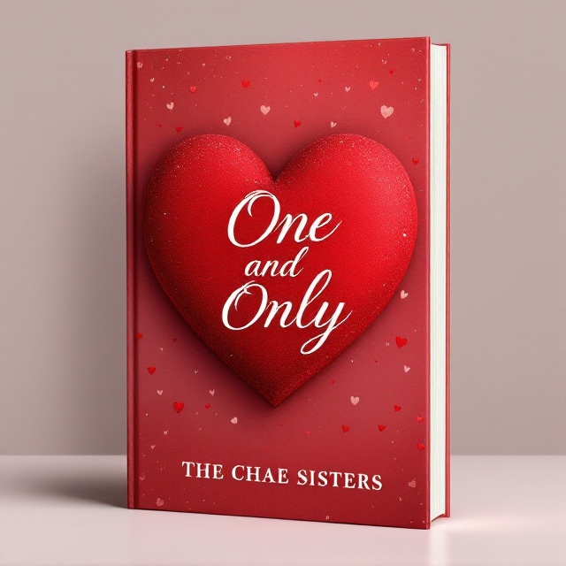 A large, red heart dominates the center of the cover, slightly textured to appear almost three-dimensional. Surrounding the main heart are smaller hearts scattered delicately like confetti, creating a sense of movement and emotion. The background fades from a deep red to a soft pink, enhancing the romantic atmosphere. The title "One and Only" is elegantly placed within the large heart, drawing attention immediately.