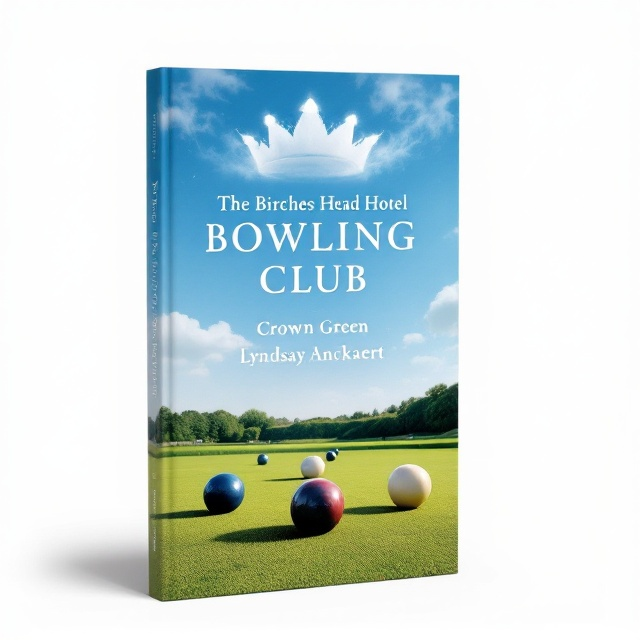 On a lush green crown green bowling field, several bowls are depicted in motion, poised near the jack against a vibrant blue sky. Above the title, ethereal wisps of clouds form a subtle crown shape.