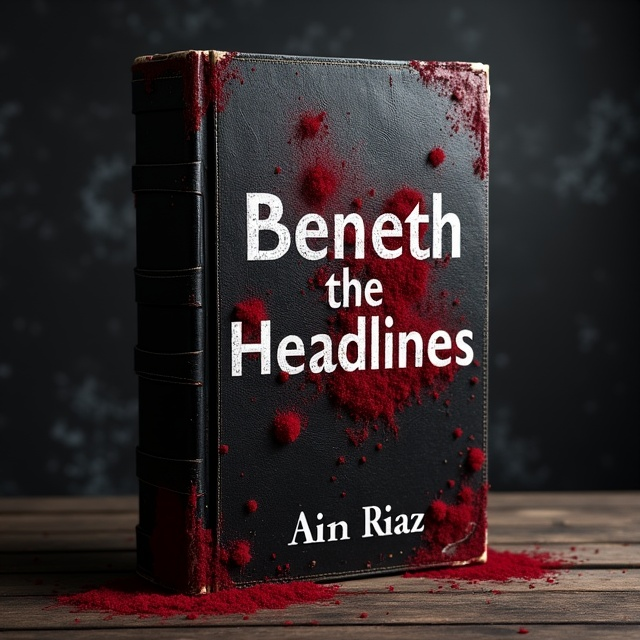 The book cover features a realistic illustration of an old, worn-out diary with a black leather cover. Splattered across the diary are vivid red bloodstains that create an immediate sense of tension. The background is a gradient of deep, shadowy blacks to highlight the diary's sinister presence, further adding to the suspenseful feel.