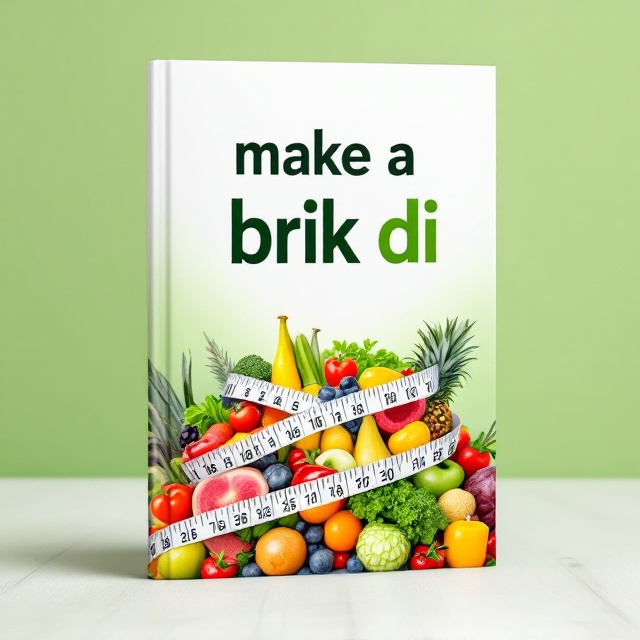 The cover design features a vibrant, bursting fruit and vegetable medley at the center, symbolizing health and nutrition. Behind this medley is a light gradient background shifting from green to white, representing freshness and a new beginning. A subtle outline of a measuring tape artfully circles the produce, hinting at weight loss.