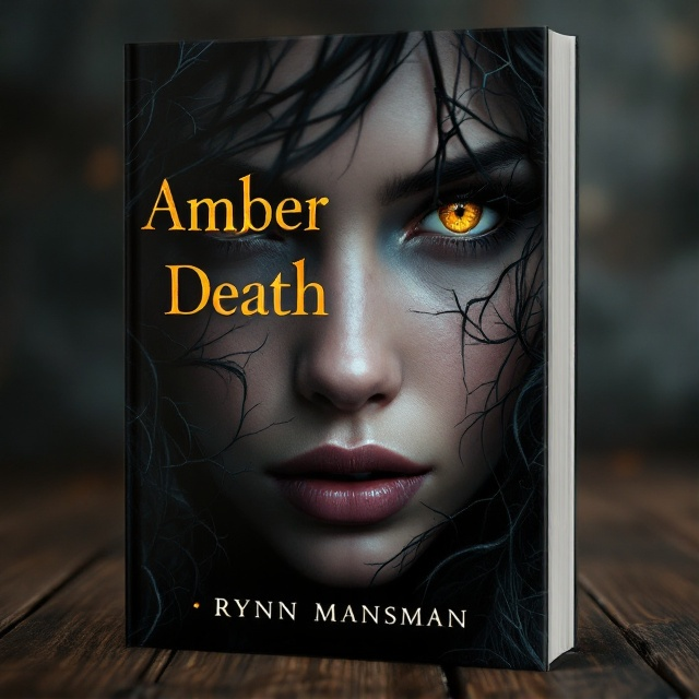 A striking close-up of a young woman's face occupies the central part of the cover. Her intense golden eyes draw immediate attention, exuding power and bravery. Black vines start at the corners of her face and elegantly weave across, extending toward the edges of the cover, adding an element of dark fantasy. The background is an ominous deep black that emphasizes her features and the intricate vines.