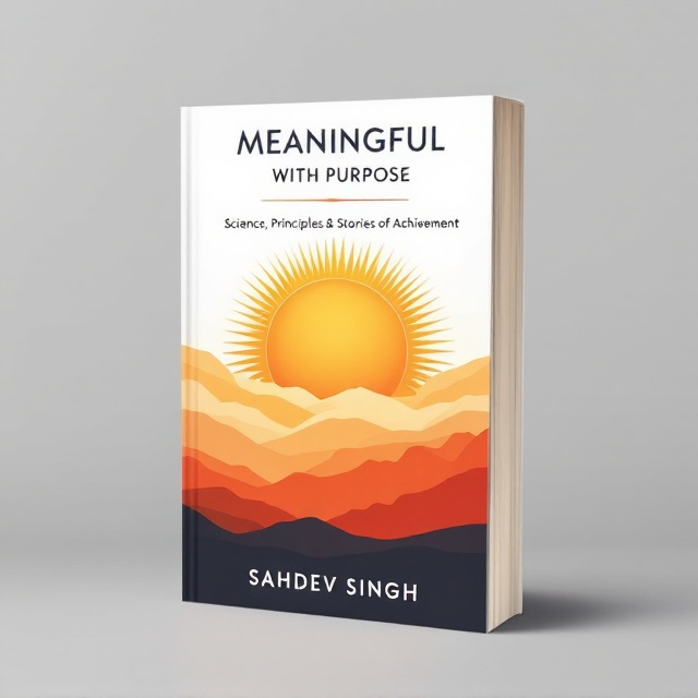 The cover features a vibrant rising sun at the center of the top half, with its rays extending outward, symbolizing success and achievement. Beneath the sun, a subtle silhouette of a serene landscape is depicted, representing the journey and growth. The background is primarily white, with gradients of orange highlighting the sun's rays.