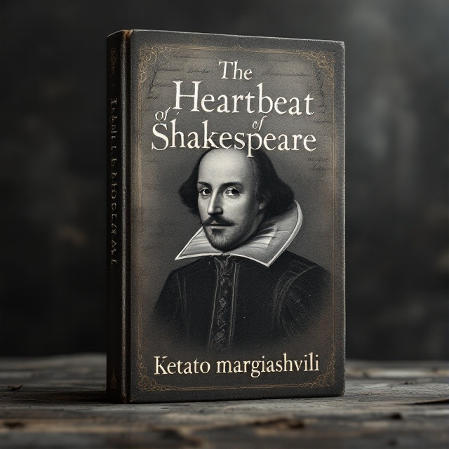 A faded, vintage portrait of William Shakespeare, slightly obscured by shadows and dust particles, dominates the cover. The background is a textured, aged parchment with faint, handwritten scripts subtly layered behind. The overall tone is a deep, monochromatic gray, enhancing the somber and mysterious atmosphere.