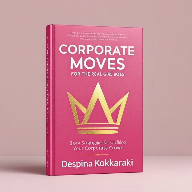 A dynamic abstract illustration of a powerful, geometric crown rendered in metallic gold against a textured deep pink background. The crown subtly integrates feminine elements like curves and soft lines to evoke a sense of strength and elegance.