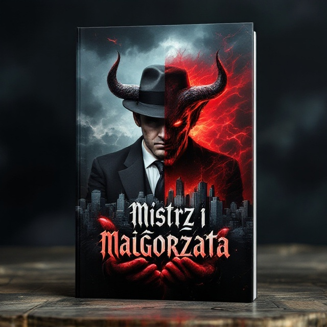 The cover features a striking dual image in the center. On the left half, there is a realistic depiction of a 1930s middle-aged businessman, complete with a classic suit and fedora hat. The right half transitions into a vivid, sinister red bull-horned devil with intense fiery eyes and a menacing expression. The amalgamated figure holds a sprawling, shadowy cityscape in its hands. The background is a deep, stormy sky with hints of lightning to evoke an ominous atmosphere.