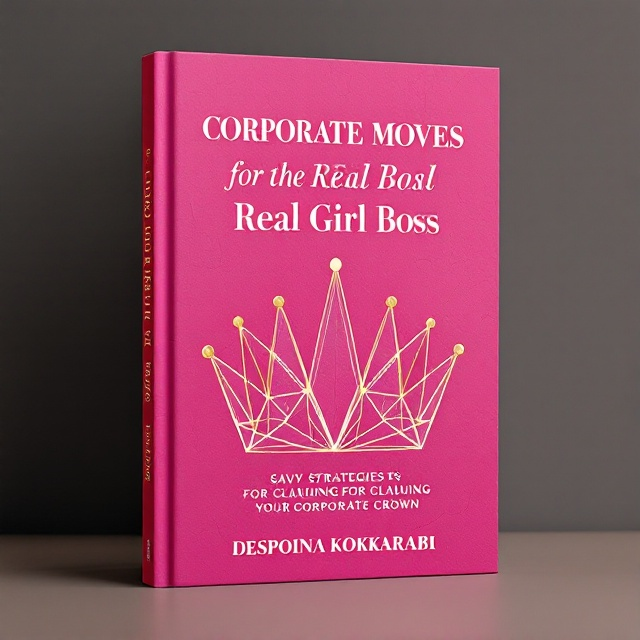 An abstract geometric gold crown with feminine curves dominates the center of a textured deep pink background. The crown's intricate design conveys elegance and strength, with metallic gold accents that catch the light.