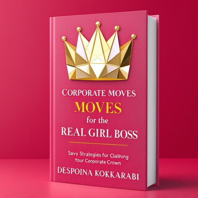 A striking, abstract depiction of a powerful geometric crown dominates the center, rendered in gleaming metallic gold with subtle feminine curves. The background is textured deep pink, providing a rich, vibrant contrast. The lower two-thirds feature the book title and author’s name. The spot UV coating on the crown and title adds depth.