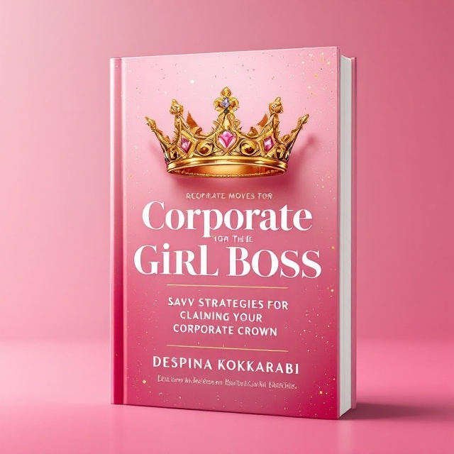A striking image of a gold crown, tilted at a playful angle, with intricate detailing. The crown rests on a glossy pink background that fades subtly from a deep rose to a soft blush at the edges, giving a warm and powerful feel. Flecks of gold shimmer scattered throughout the background add a touch of elegance and movement, capturing the reader's eye.