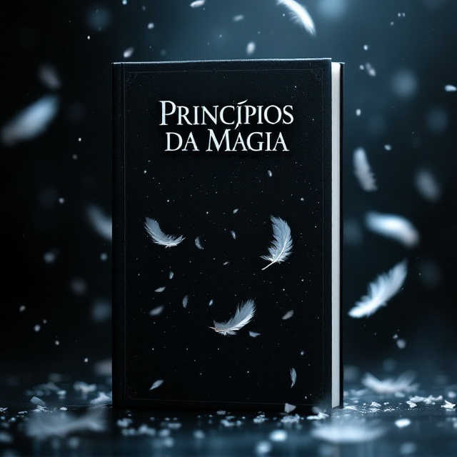 Dark black background with a haunting atmosphere. The primarily black cover is etched with sparse, soft glows enhancing the sense of mystery. Feathers intricately fall from the sky, creating a surreal rainstorm across the cover—a fusion of realism with ethereal details. The feathers are white and pure, almost luminescent against the dark backdrop, adding contrast and tension.