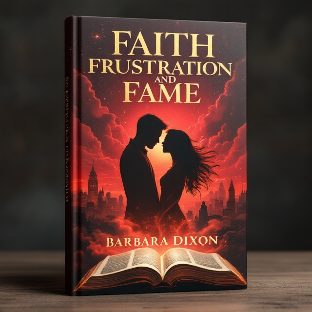The cover features a striking illustration depicting a male and female silhouette intertwined amidst ethereal clouds, with an open bible in the foreground. The background portrays a mystical red-toned world that combines modern cityscapes and ancient lands, suggesting travel through time and space.