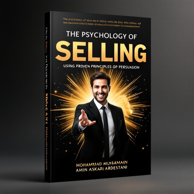 The cover features a central image of a charismatic seller, dressed in professional attire, with a confident smile, reaching out with a hand, symbolizing engagement and trust. Behind her, a subtle silhouette of a lion, symbolizing power and persuasion, is integrated creatively into the design. The background is predominantly black with fierce golden rays emanating from the center, providing strong lighting and high contrast.