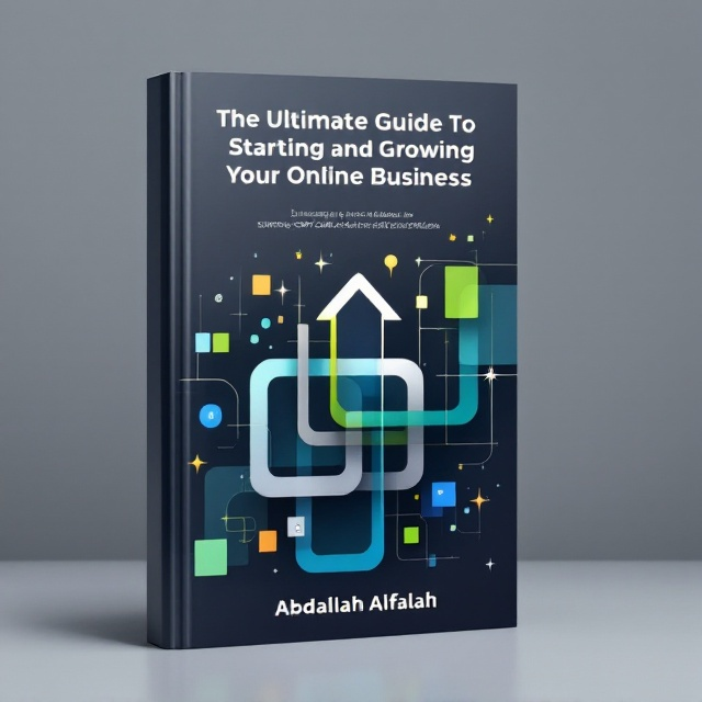 A sleek and modern design featuring a blend of geometric shapes (rectangles, squares, and circles) intersecting in vibrant but balanced colors like blue, green, and silver. The center features an upward arrow symbolizing growth, with small scattered icons representing the SWOT, SMART, SCAMPER, KAIZEN, and Problem-Solving principles. A subtle gray gradient background enhances the professional tone.