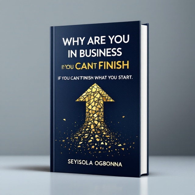 A bold background of deep navy blue with gradients of lighter blue evoking a sense of depth and direction. A dynamic arrow made of fractured gold shards flows upward through the center of the cover, symbolizing rising motivation and unfinished tasks coming together. The title is prominently placed in the upper-middle section, while the author's name is subtly embossed in gold at the bottom. The surrounding background features subtle, translucent geometric patterns for added texture.