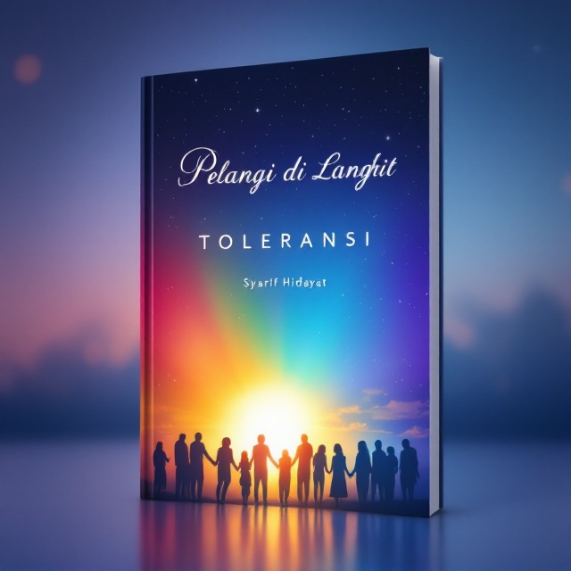 A mesmerizing gradient of colors that mimic a soft, fading rainbow splashed against a serene twilight sky. Silhouetted in the foreground is the abstract image of people hand-in-hand, forming a peaceful circle, their unity illuminated by subtle, warm light radiating from the center. Scattered faint stars and clouds provide an ethereal, reflective backdrop.