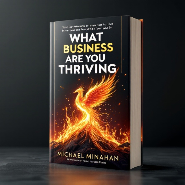A bold, dynamic image of a phoenix rising from flames represents the transition from surviving to thriving. The flames connect to energy and transformation, complemented by a crisp, gradient background that shifts from dark tones at the bottom (symbolizing survival) to vibrant golds and reds at the top (symbolizing triumph). Subtle geometric lines in the background add a layer of modernity, suggesting strategy and purpose.