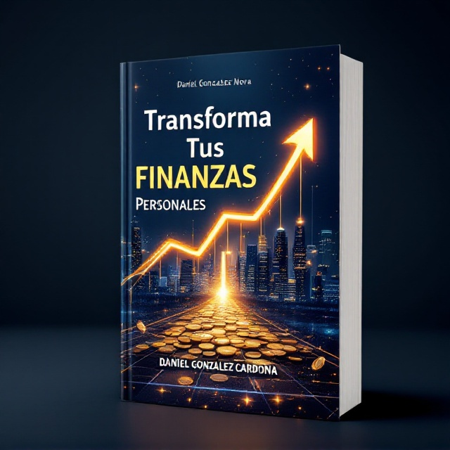 A dynamic cover featuring a glowing upward-trending arrow intersecting a modern city skyline, symbolizing growth and ambition. Coins and banknotes are subtly layered within the design as overlays, while faint, sleek lines of a digital graph flow across the background. A bright path begins at the bottom center of the cover, leading towards the arrow’s tip and evoking the journey of financial transformation. The background is a gradient blend of deep navy blue and vibrant gold hues, with faint sparkles that convey prosperity.