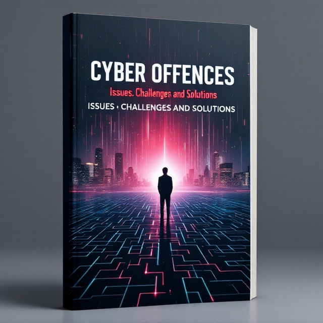 A dark, brooding skyline with city lights faintly visible under the glow of neon-like digital streams cascading from the sky, symbolizing cyber challenges. In the foreground, a transparent maze overlay represents complexity and entrapment. A silhouette stands at the center, casting a long shadow leading towards a distant light beam, indicating the path to solutions.