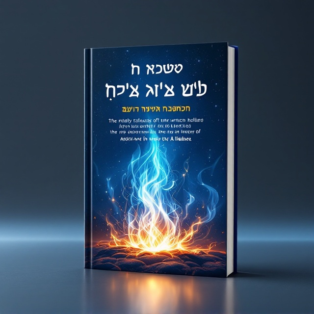 The cover features an ethereal image of flames intertwined with mystical symbols, set against a twilight blue backdrop. The flames are illustrated in vibrant, luminous hues of white and blue, flickering across the cover, symbolizing eternal light and mystery. The title is boldly displayed at the top, with an aura effect around it, giving it a mystical feel. Subtle motifs of the Talmudic discourse are faintly visible, adding depth and intrigue.