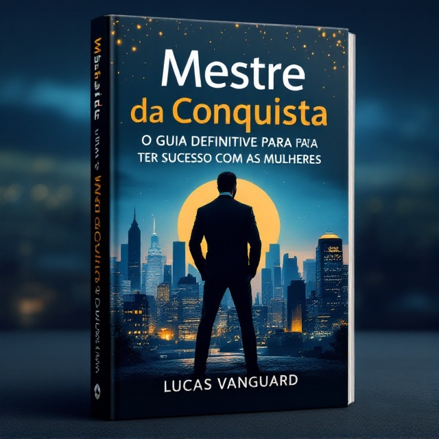 A sleek, confident silhouette of a man standing on a city skyline at dusk, with the backdrop infused in deep blue and gold, symbolizing mystery and allure. The image is topped with a subtle graphic of twinkling city lights, giving a sense of sophistication and urban charm.