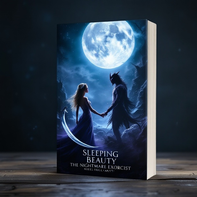 The cover depicts a valiant princess in an elegant yet fierce pose, positioned in the foreground, gripping a gleaming scythe with both hands. Her determination and bravery are captured in her expression, facing off against a menacing demon, whose shadowy figure is emerging under an ominous sky. The full moon hangs high and bright in the sky, casting a silvery glow across the scene and bathing the characters in contrasting light and shadow. The background is a blend of dark blues and purples, enhancing the fantasy and night ambiance.