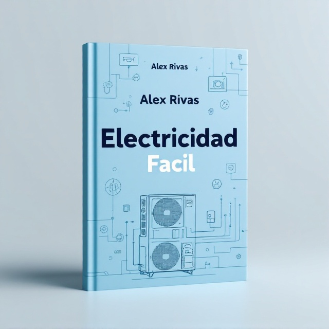 A background featuring subtle illustrations of electrical circuits and HVAC components in light blue tones. The cover is divided into two sections, with the top portion showcasing stylized, minimalist electrical symbols and the bottom portion displaying an HVAC unit sketch. The author's name is displayed at the top, while the book title is placed prominently in the middle with a subtle shadow effect to create depth.