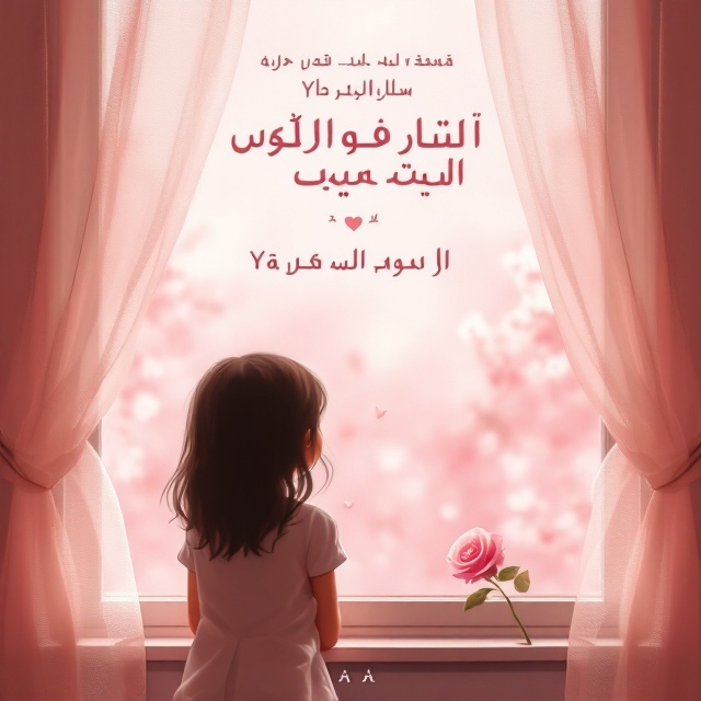 A young girl is silhouetted, gazing out of a window with delicate, semi-sheer curtains framing it. Outside the window, soft pink hues dominate, with subtle hints of light blossoming. A single pink rose is placed at the bottom corner of the window ledge, its petals appearing fresh and tender. The overall visual has a dreamy tone, combining elements of warmth, affection, and a sense of delicate sincerity.