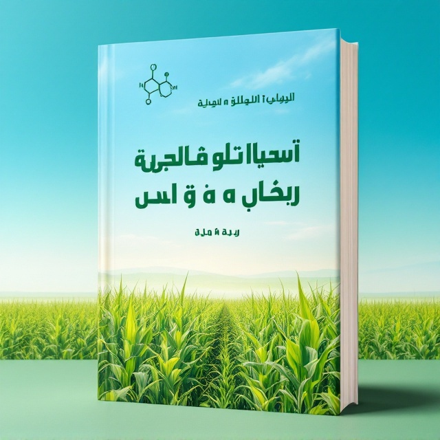 A lush, green field of corn spreads across the lower half of the cover, complete with a visible drip irrigation system in the foreground. The background features a clear blue sky transitioning into a gradient of soft whites on the horizon. In the top-left corner, a scientifically stylized illustration of a nitrogen molecule (with labeled atoms) is subtly included to reflect the focus on fertilization. The title is bold and prominent at the center, in dark green, balanced against the lighter shades of the background, while the author’s name is placed elegantly at the bottom in a smaller, contrasting font.
