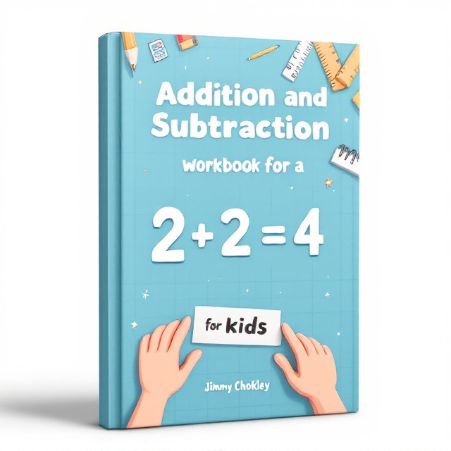 A clean and focused cover design with a visually prominent equation—"2 + 2 = 4"—drawn in large, playful yet structured font. Surrounding the equation are subtle yet thematic elements like rulers, pencils, and notepads rendered in simple, clean illustrations. The background is a gradient of calming blue tones with a faint grid pattern, mimicking a school notebook. The title and author text are centered, leaving plenty of negative space to avoid clutter. A pair of cartoonish hands on either side of the equation suggests concentration.