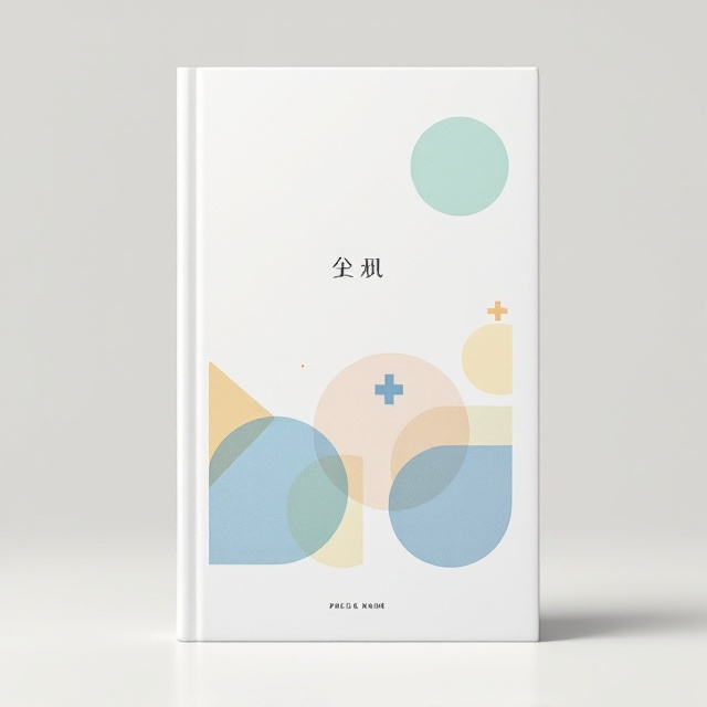 A minimalistic cover using crisp white as the base color. The cover features a series of soft geometric shapes (circles, triangles, and squares) that are arranged in a dynamic but balanced composition. The shapes are in pastel colors such as light blue, soft yellow, and mint green, creating a lighthearted and playful vibe. These geometric shapes overlap slightly, creating depth. A medical cross symbol is subtly integrated into one of the shapes, symbolizing the book's focus on medical knowledge.