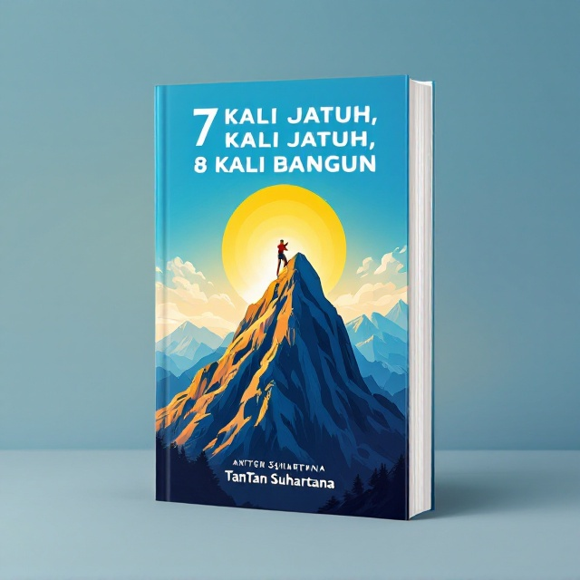 A vibrant illustrated scene featuring a person climbing a tall mountain under a bright yellow sunrise, symbolizing resilience and optimism. The mountain is depicted with a few obstacles, yet the person is shown triumphantly scaling higher toward the summit. The background consists of clear blue skies transitioning to golden hues at the horizon, evoking a sense of hope and achievement.