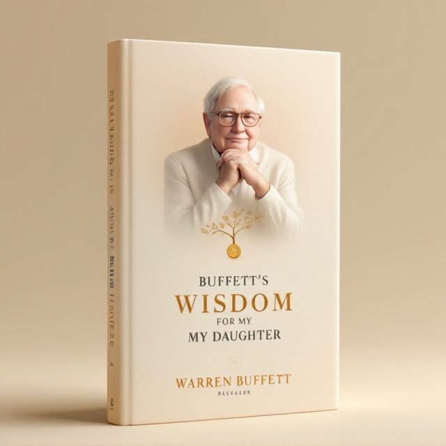 A soft and minimalist portrait of Warren Buffett in a thinking pose, with his figure fading into a gentle pastel background. Below the image, a symbolic tree with branches and leaves growing from the base of a single golden coin. The tree is delicately illustrated, with soft lighting that creates a tranquil and motivational tone. Surrounding the elements, a clean beige background dominates with subtle gradients for depth.